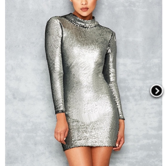 Silver sequin backless dress - Picture 2 of 7